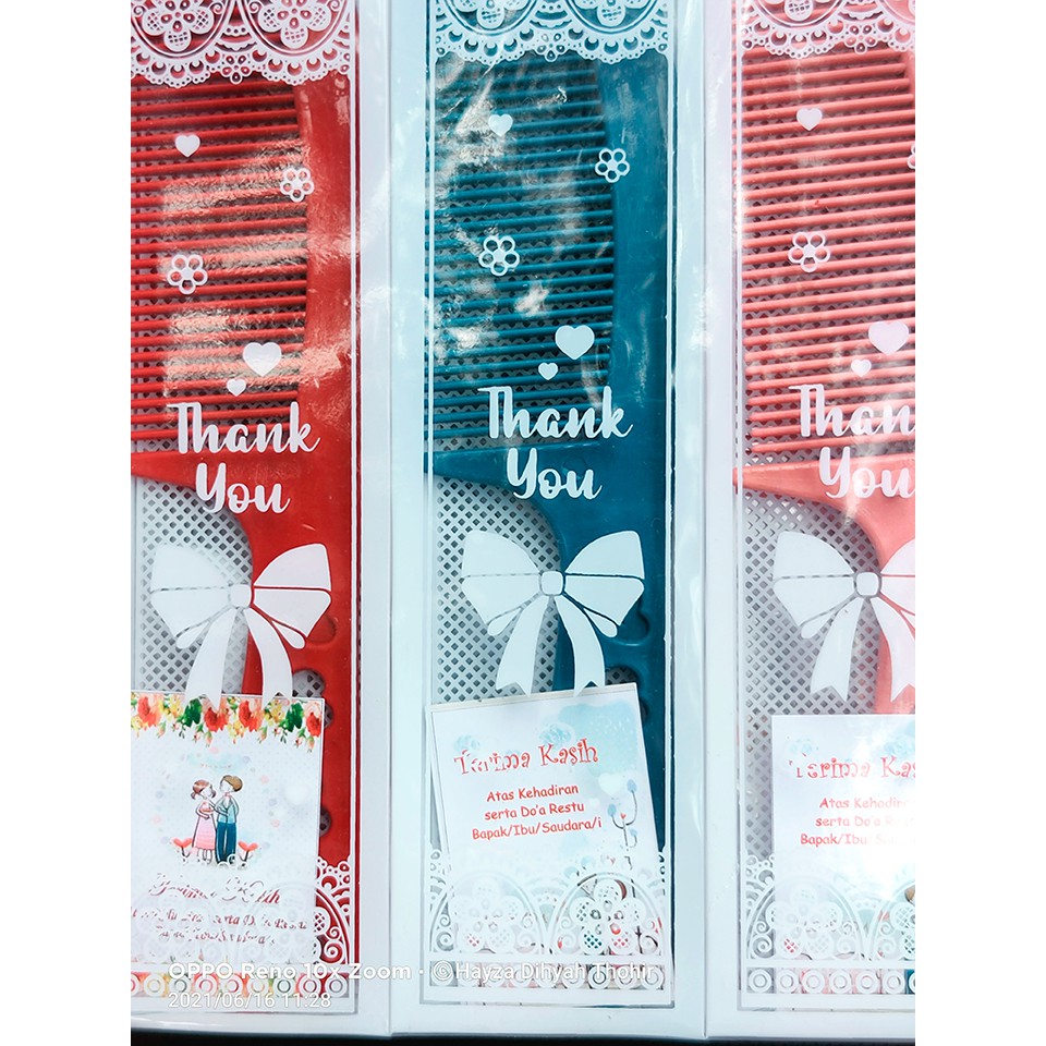 50 PCS Souvenir Sisir Lobang 3 Kecil/ Sisir Mini Kemas Mika