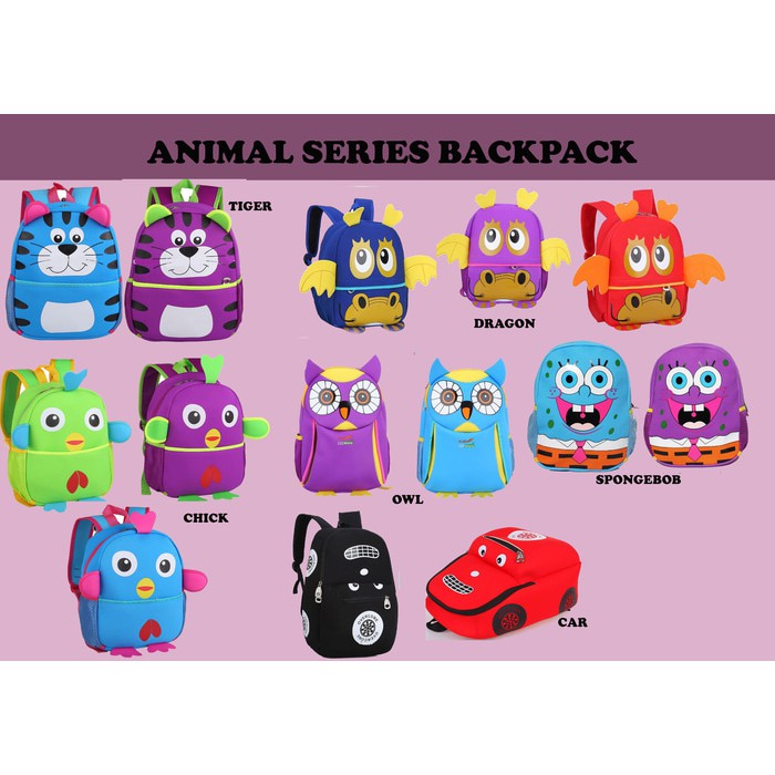 TAS RANSEL SEKOLAH ANAK - PAUD KARAKTER BINATANG | KIDS BACKPACK ANIMAL SERIES