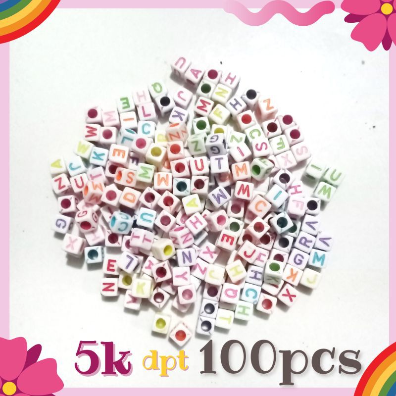 Mote Huruf Manik Huruf More Alphabet Alfabet 110pcs lebih