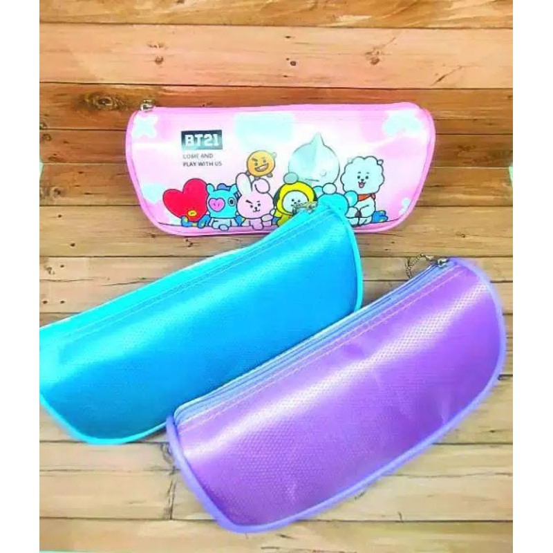 

pc161 Case Tempat Alat tulis Pensil BTS BT21 Canvas Resleting size Lebar