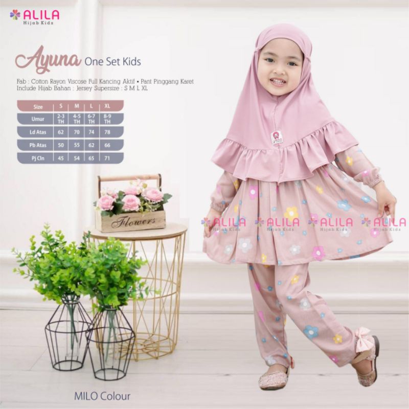 AYUNA ONE SET KIDS SETELAN ALILA SETELAN PLUS HIJAB