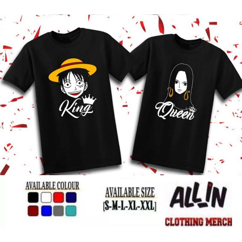 KAOS COUPLE ANIME OP KING AND QUEEN (READY LENGAN PENDEK DAN PANJANG)