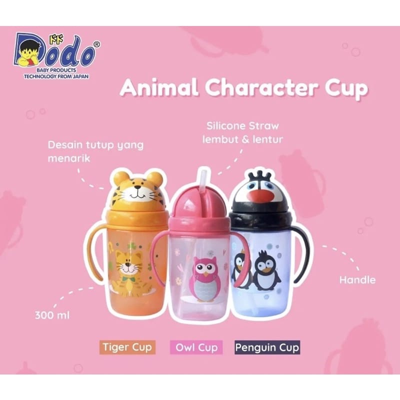 BOTOL MINUM DODO ANAK ANAK KARAKTER ANIMAL CUP SEDOTAN TEMPAT AIR