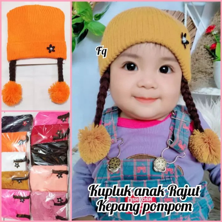 KUPLUK RAJUT ANAK - TOPI KUPLUK ANAK CEWEK PEREMPUAN - BABY GIRL