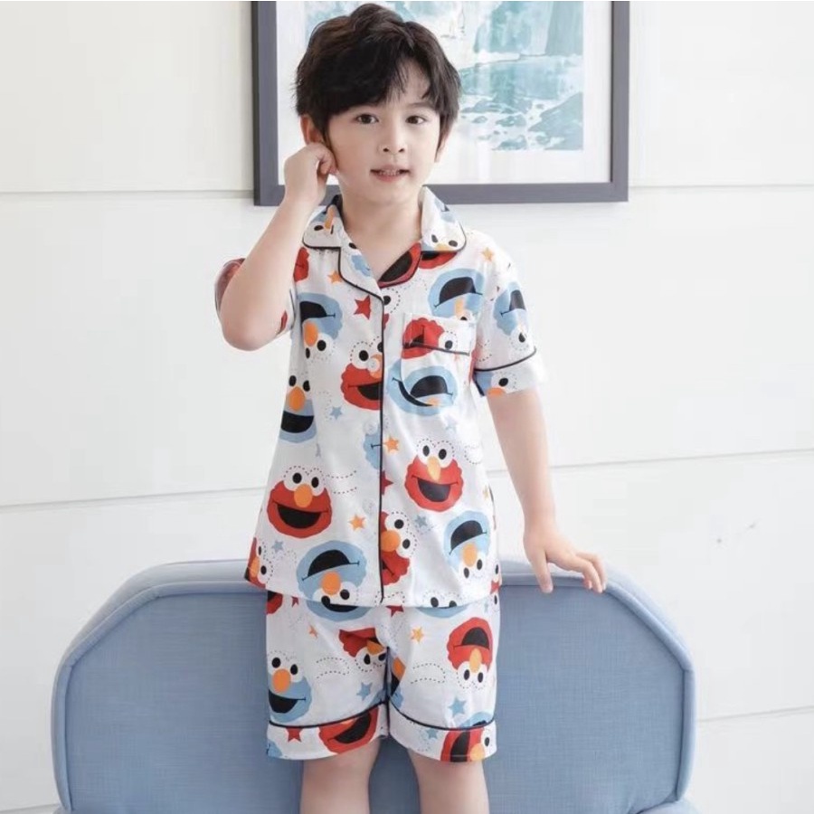 BAJU TIDUR ANAK UNISEX 12THN KATUN IMPORT SET CELANA PENDEK NEW ARRIVAL