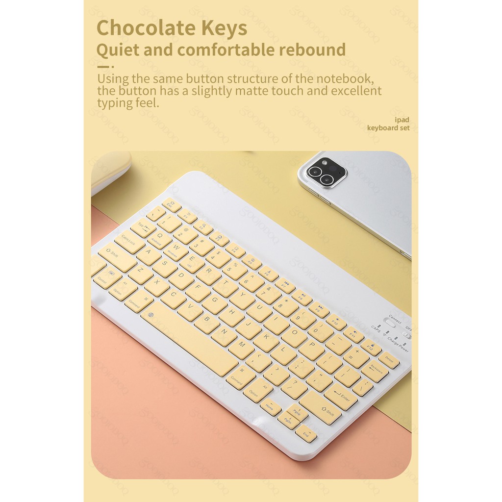 10 inch Wireless Bluetooth Keyboard  Lightweight Portable For iPad Samsung Xiaomi iPhone Colorful-5