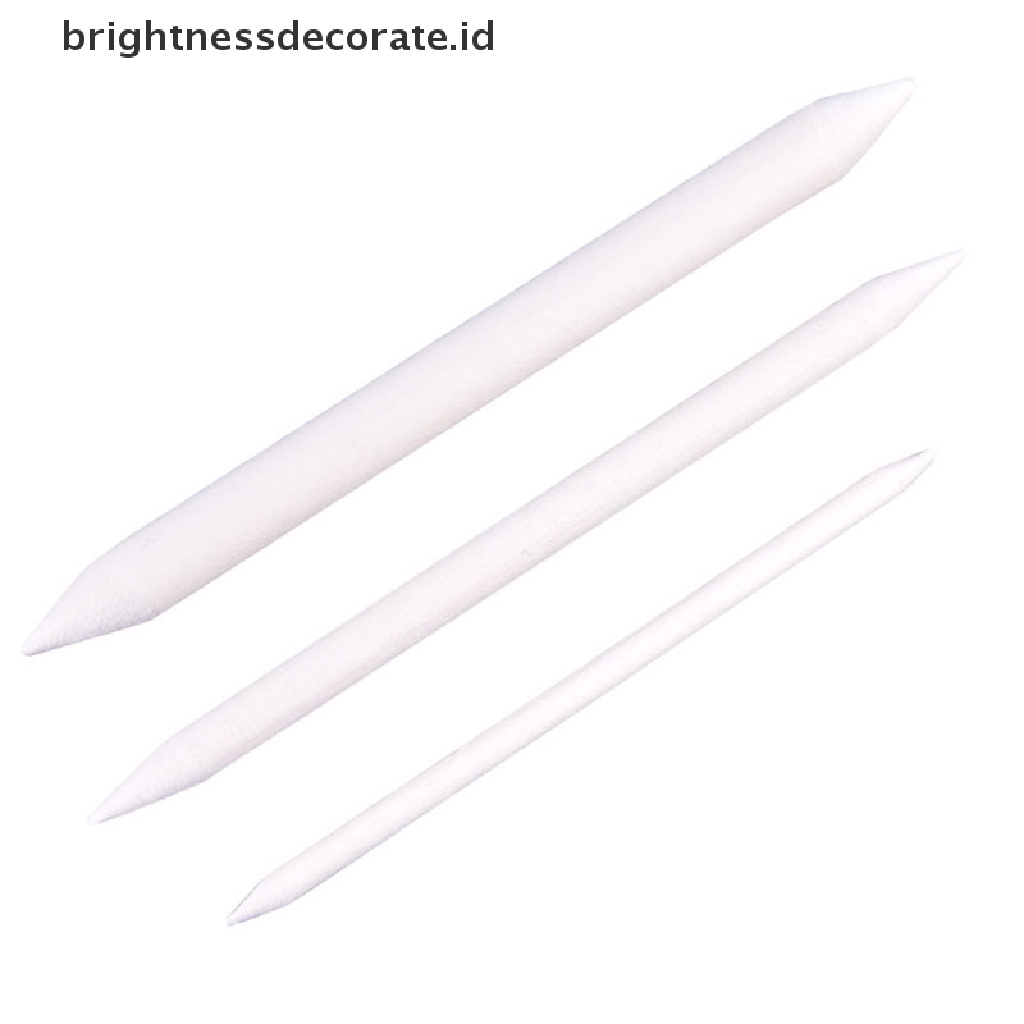 (Birth) 6pcs / Set Stick Blending Smudge Stump Tortillon Warna Putih Arang Untuk Sketsa / Gambar