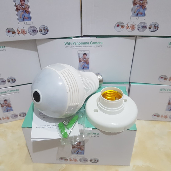 Bohlam Lampu CCTV Wifi Spy Camera 360 panorama wireless