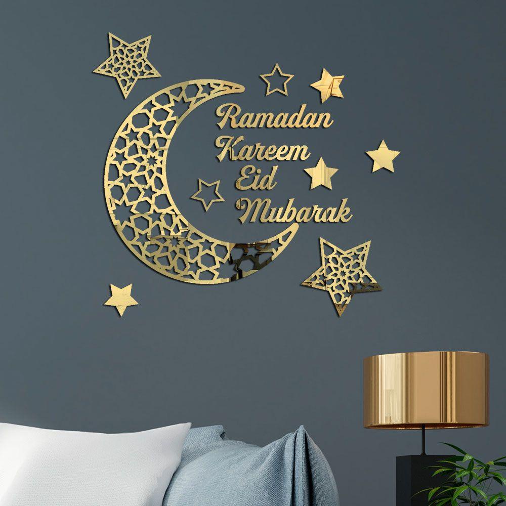 Solighter Stiker Dinding DIY Muslim Ramadhan 3D Removable Eid Mubarak Akrilik Wall Decal