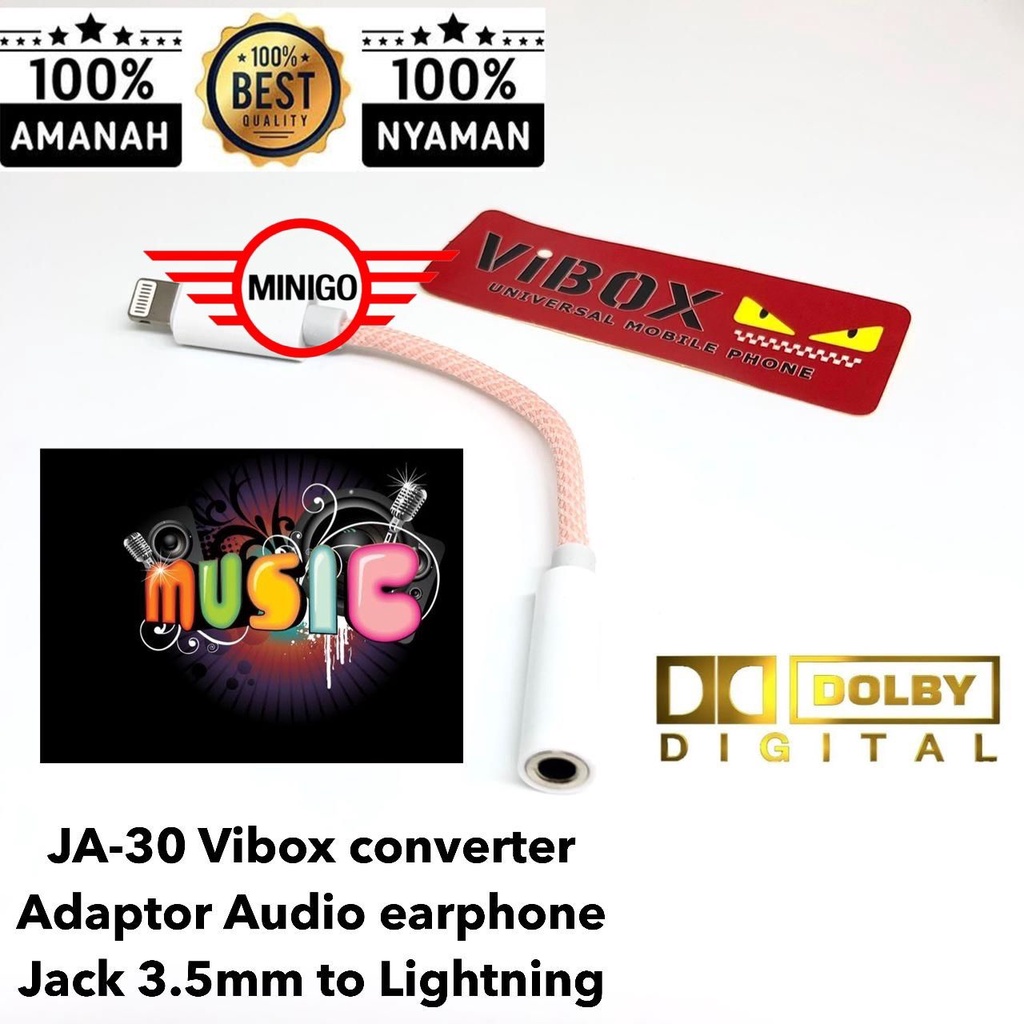 PROMO CONVERTER LIGHTNING TO AUDIO JACK ADAPTER MODEL JA30 (CONNECT BT ) KABEL WARNA MACARON CANDY