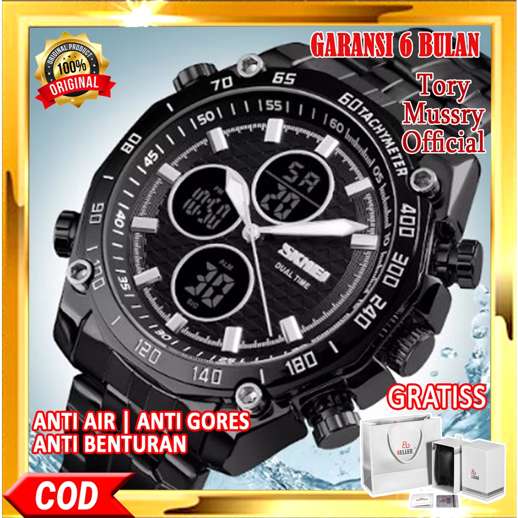 Jam Tangan Pria Mewah Premium SKMEI 1302 Man Original Men Digital Analog Watch Quartz Fashion Keren 