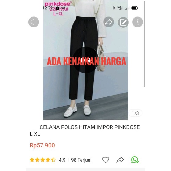 CELANA POLOS HITAM IMPOR PINKDOSE L XL