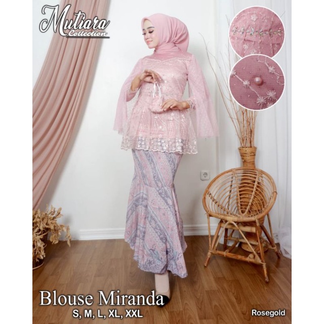 Permata Olshop / Blouse Miranda MK / Kebaya Wisuda Modern / Setelan Kebaya Kekinian / Baju Pesta Kondangan / Blouse Kondangan