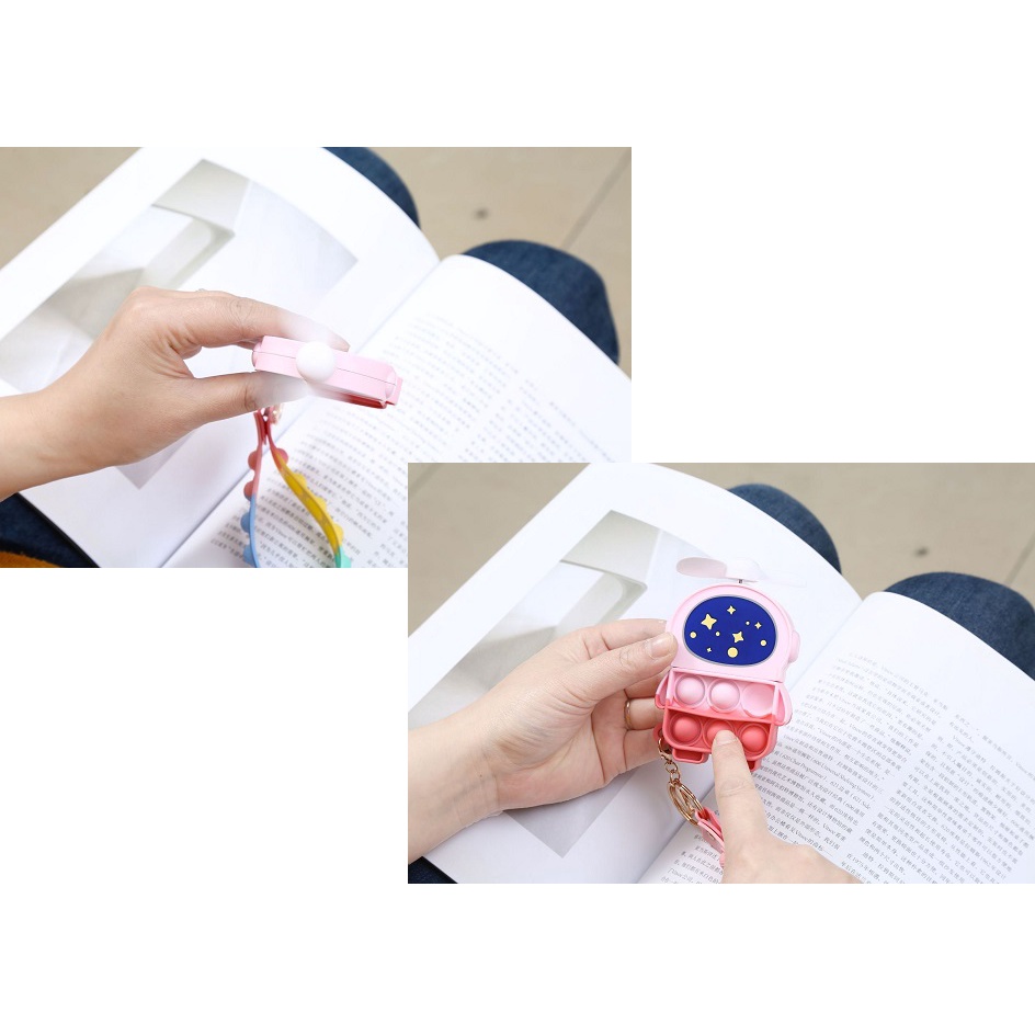 Kipas angin fidget pop it keychain KP08 gantungan kunci fidget push mini portable fan