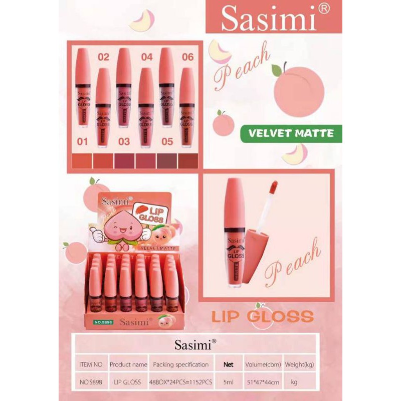 PROMO!!!LIP GLOSS VELVET MATTE PEACH SASIMI S898