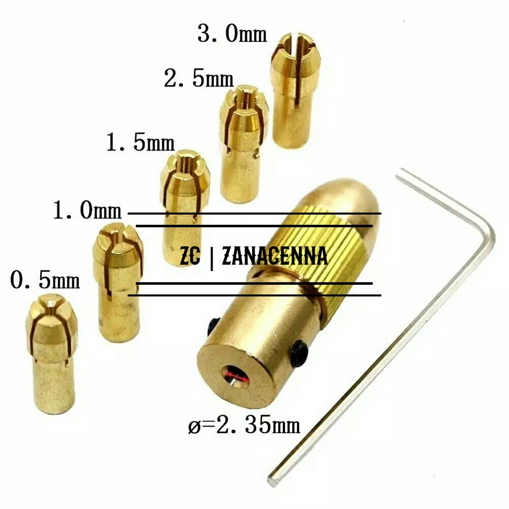 8pcs 0.5-3mm Set Bor Tangan Elektrik Micro Twist Chuck