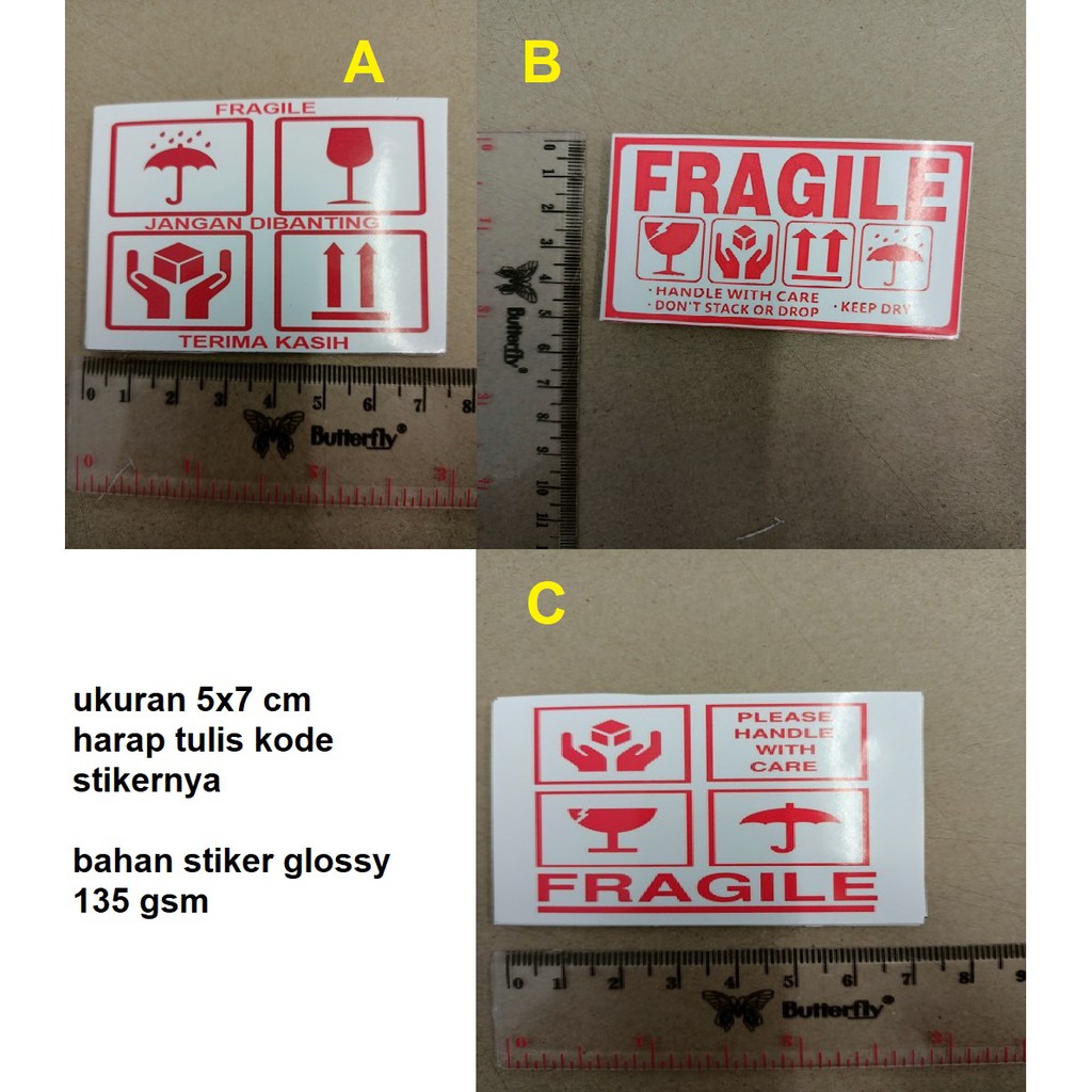 

Stiker Fragile Sticker Fragile Stiker Pecah Belah 5x7 cm