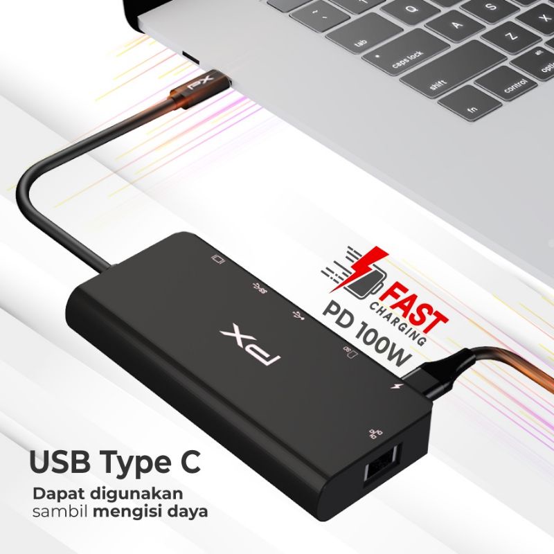 USB 3.1 Type C 6in1 HDMI 4K LAN USB 3.0 Hub Converter PX UCH06