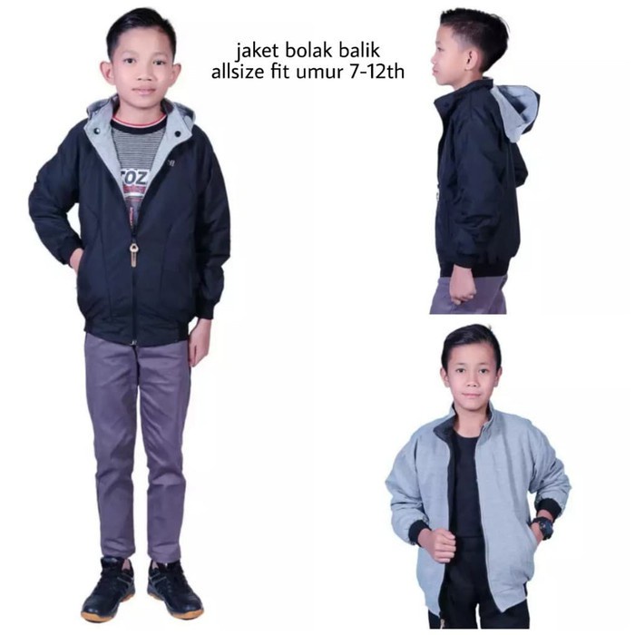 Jaket Anak Laki Laki Jacket Anak BB DC Bolak Balik Waterproof Style Outdoor/Jaket Anak Laki Laki Bolak Balik DC Distro Premium 4-15 tahun BISA COD