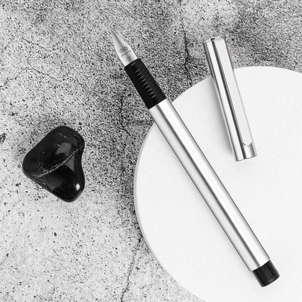 Mxbeauty Fountain Pen Silver Tinta Hitam Tanda Tangan Pulpen Siswa Pulpen Perlengkapan Kantor Kaligrafi Latihan Siswa Alat Tulis