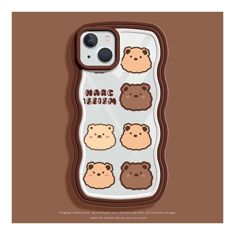 Soft Case Silikon Transparan Motif Kartun Brown Bear Untuk iPhone 14 13 12 11 Pro Max X Xr Xs Max 8 7 6 6s Plus