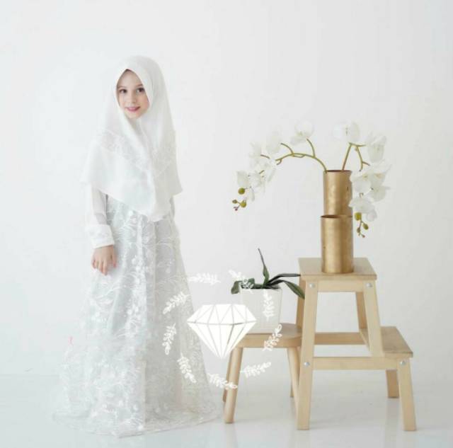 SYARI GHANISYA MUTIARA KID ANAK, MOSCREPE BRUKAT TILE, GAMIS HIJAB MUSLIM, MAXY DRESS