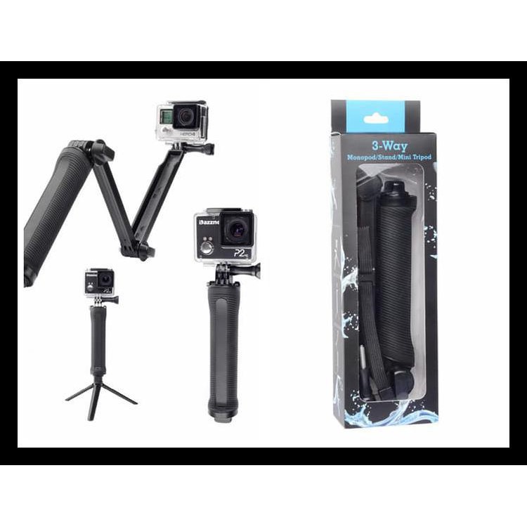 MONOPOD L STAND L MINI TRIPOD [3-WAY] UNTUK CAMERA ACTION