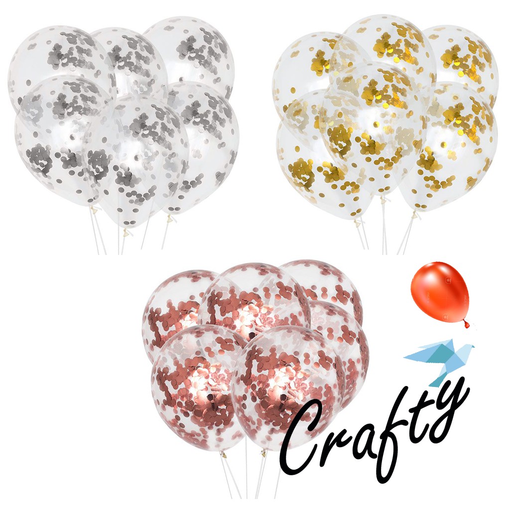 [LATEX COMBO] Balon TRANSPARAN CONFETTI isi 6pcs Balon Combo Set