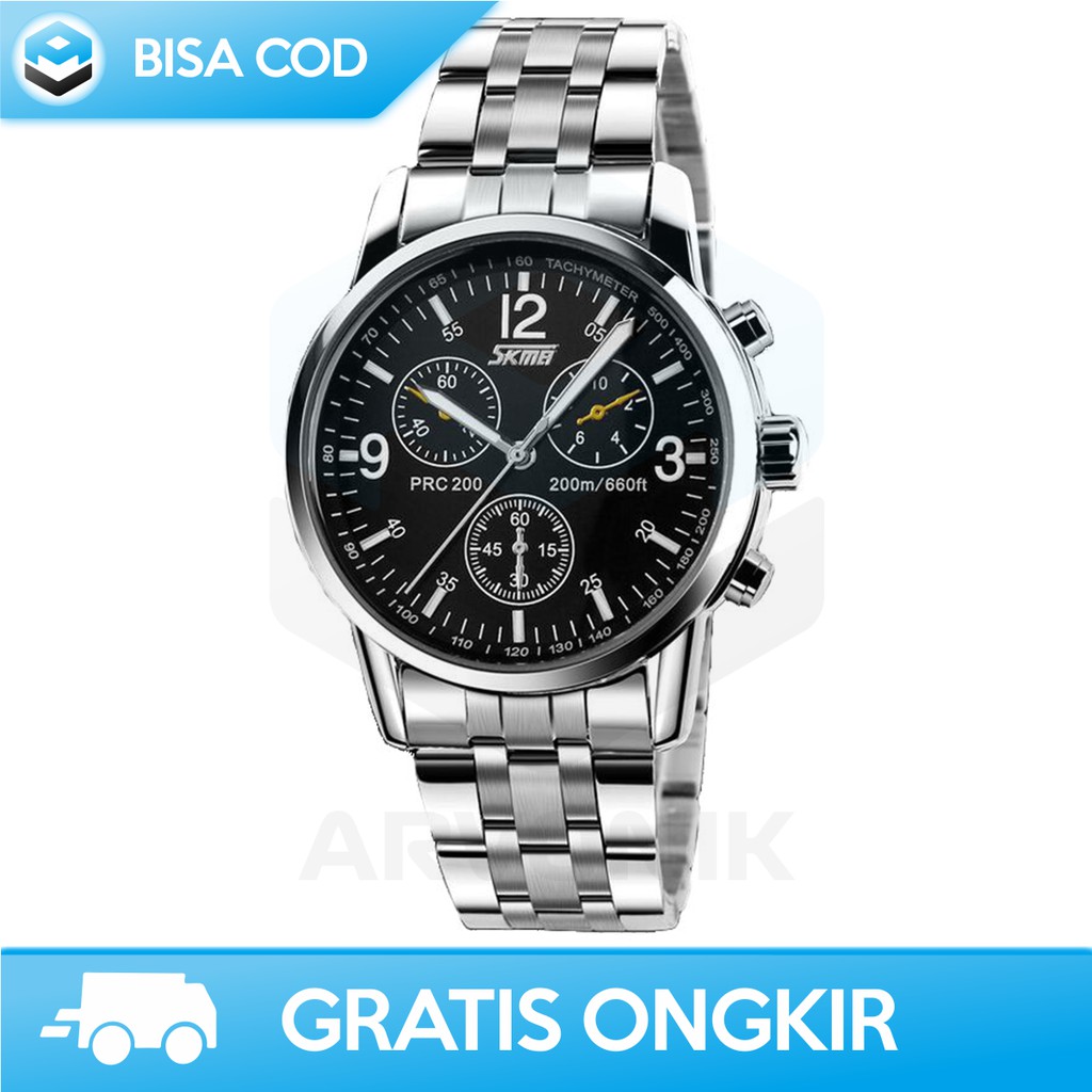 JAM TANGAN PRIA RANTAI ANALOG ORIGINAL SKMEI 9070CL - JAM TANGAN PRIA ANTI AIR ANALOG MURAH COD