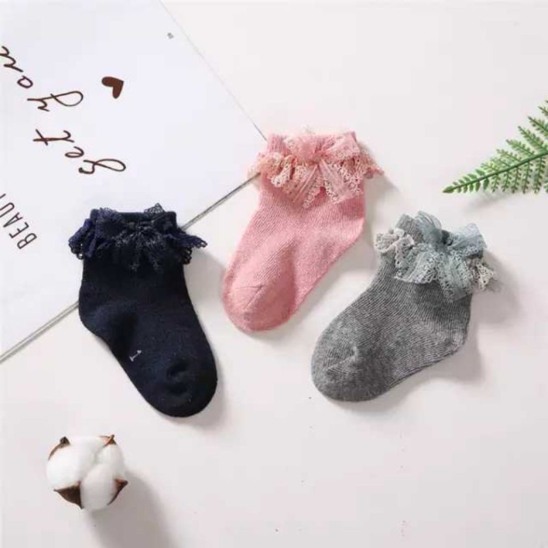 Kaos kaki anak renda ruffle / Kaos kaki renda anak perempuan