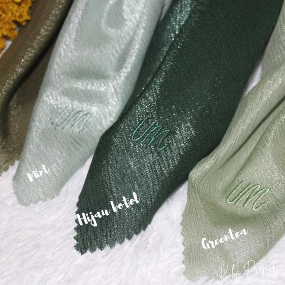 ♛ Hijab Segi Empat Glowing Lasercut Luxury Cotton Lurex Umama - Army ➣