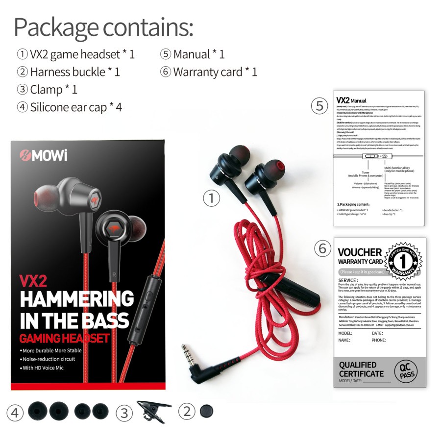 Plextone xMowi VX2 Headset Gaming Earphone Noise Reduction HD Mic