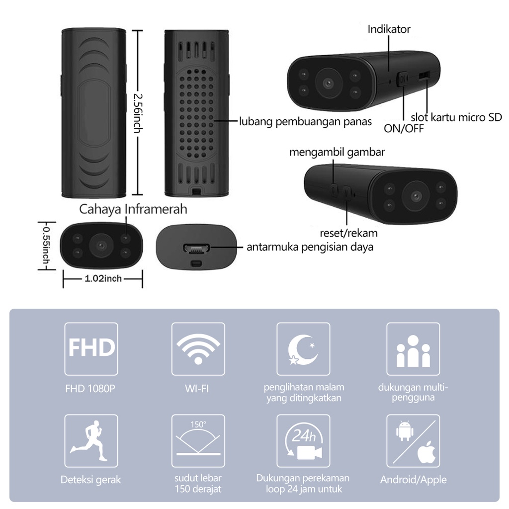 【COD】Spy Camera Mini Wifi Indoor Home Security Wireless Kamera CCTV Mini Tersembunyi  IP Kamera Wifi Kamera Memantau Kamera Jaringan Sudut Lebar Malam Night Vision