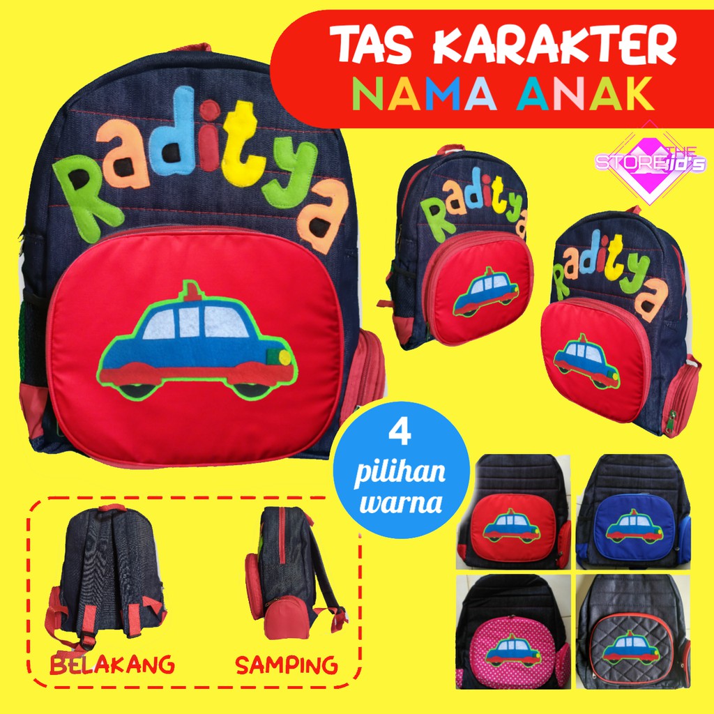 TAS RANSEL BAHU SEKOLAH NGAJI ANAK TK SD KARAKTER 44 MOBIL 3 CEWEK COWOK LAKI LAKI PEREMPUAN