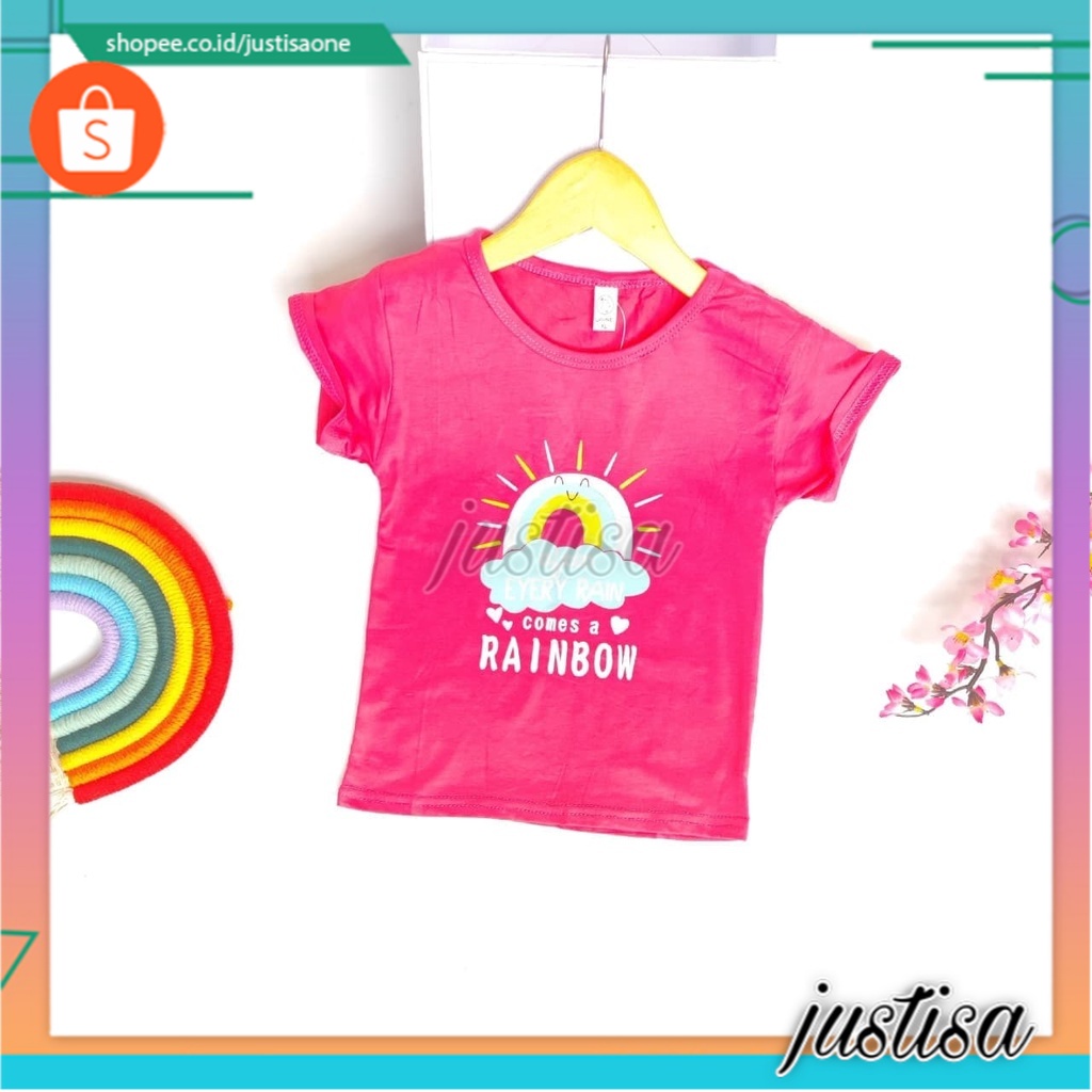 Promo !! Atasan anak perempuan / Kaos anak perempuan import / Atasan comes a rainbow ukuran 6 bulan - 24 bulan