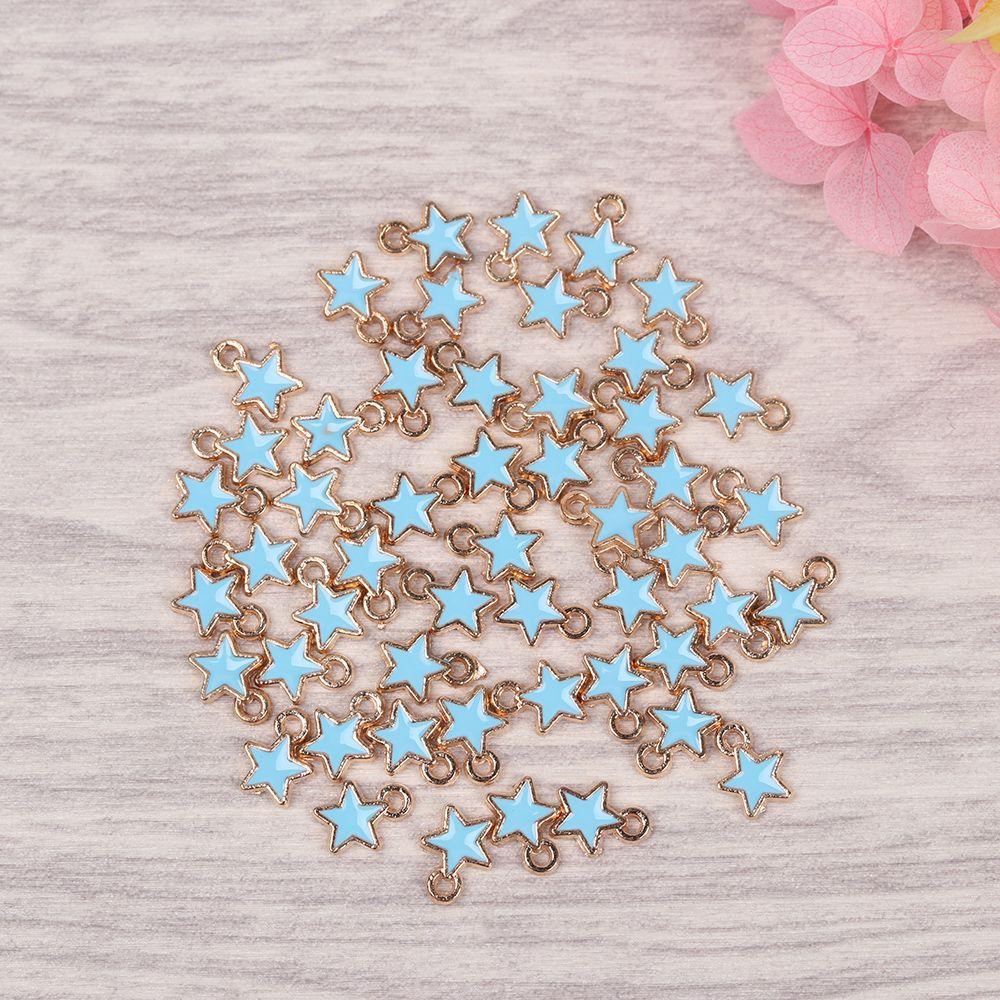 Lily 50 Pcs Enamel Bintang Charms Fashion Handmade Kalung Warna Permen Anting Gelang Pentagram Liontin