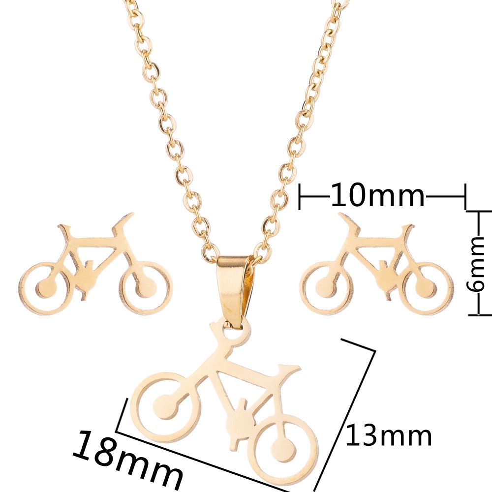 O chain stainless steel earrings necklace set simple bike necklace