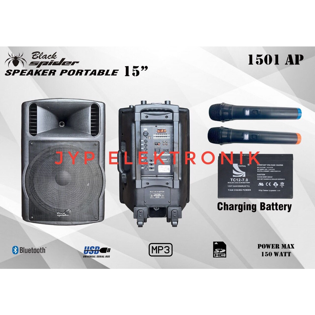 SPEAKER PORTABLE BLACKSPIDER 1501 AP / BLACK SPIDER 1501AP 15 INCH