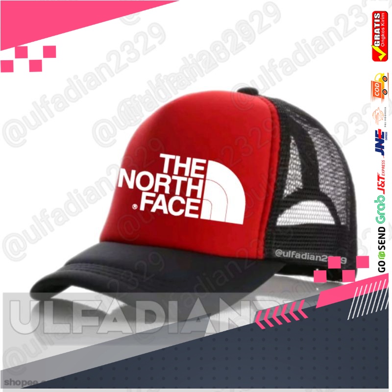 Topi North Face Trucker - Hat Trucker North Face Red Black
