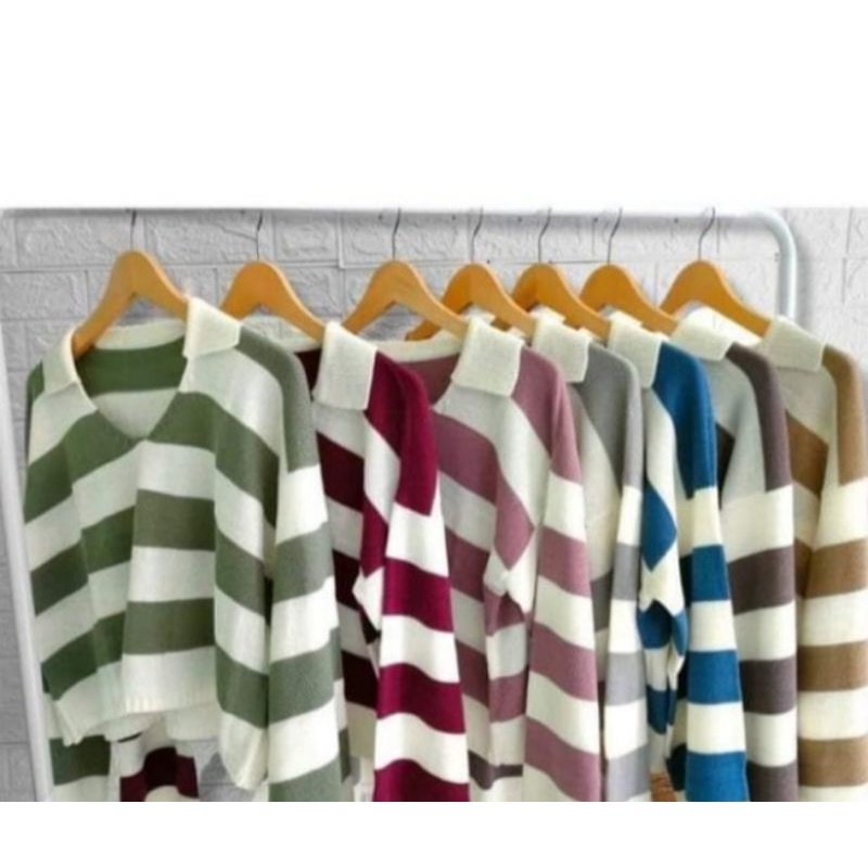 #baju rajut crop motif garis fuji #model yg lagi viral dan terlaris crop #cardigan fuji