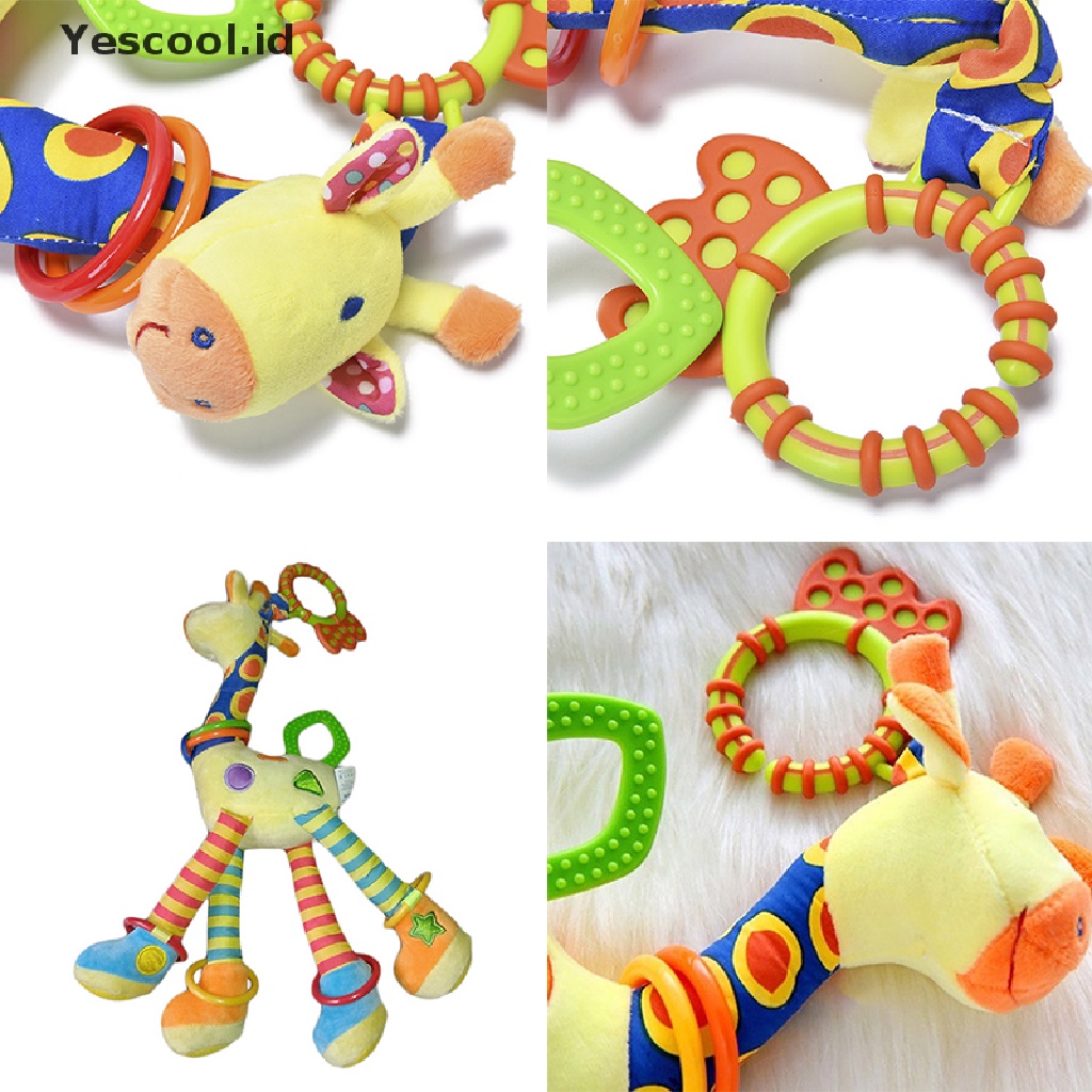 (Yescool) Mainan Rattle Genggam Bentuk Jerapah Bahan Lembut Untuk Bayi