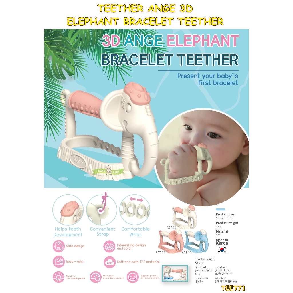 TEET71 GIGITAN BAYI ANGE 3D ELEPHANT BRACELET TEETHER