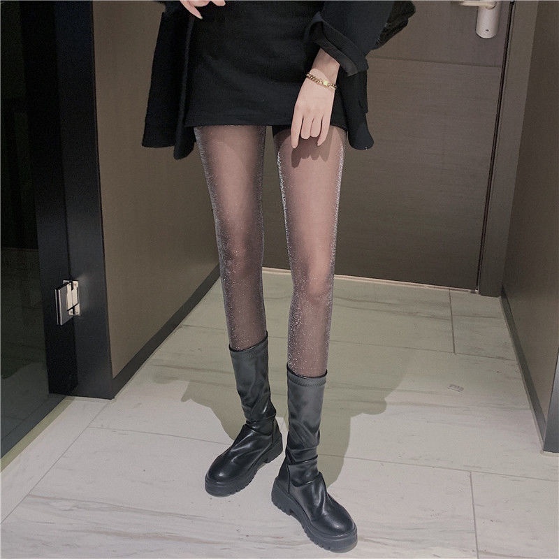 PH-49 pantyhose stocking celana glitter leg black blink panty hose lolita legging