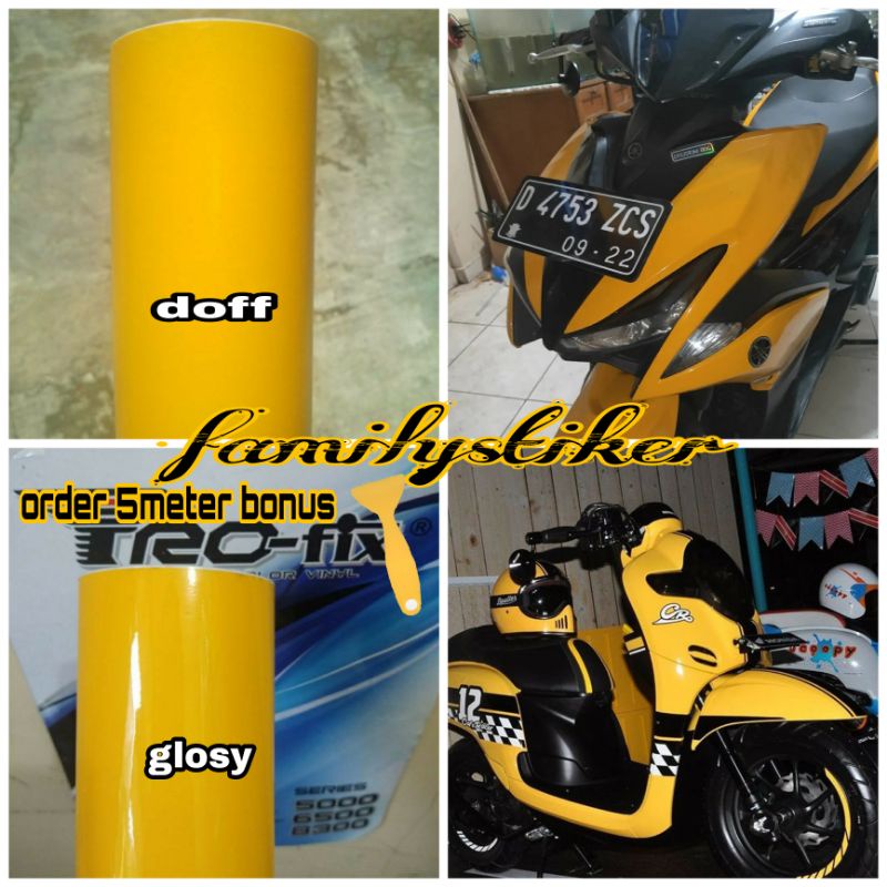 Stiker skotlet kuning kunir skotlet motor kuning tua glosy sekotlet kuning tua dop