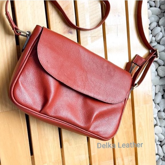 Tas Kulit Asli DL341 Wanita/ Tas Papirut Asli Kulit Sapi Garut 100% Original/ Fashion Tas Selempang 