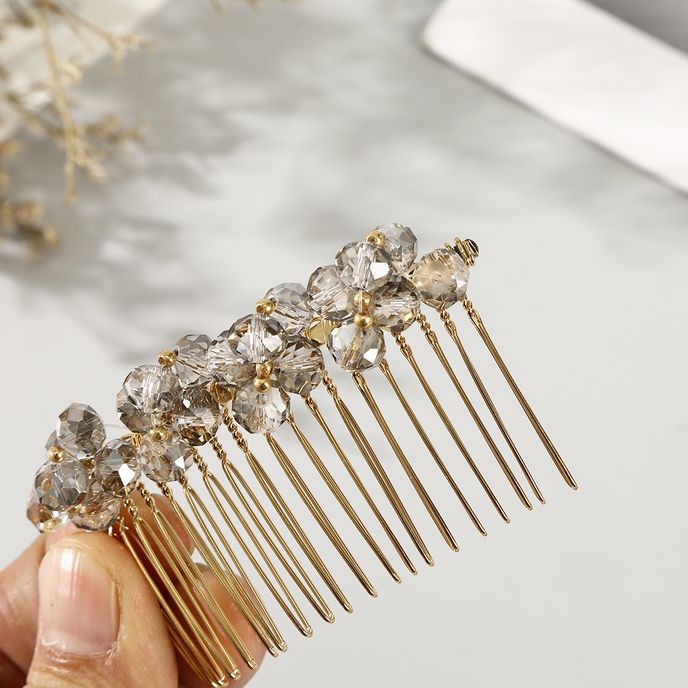 Sisir Rambut Manik-Manik Mutiara Bahan Alloy Untuk Aksesoris Wanita