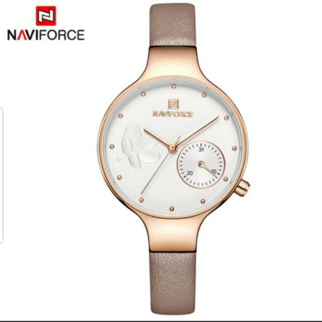 JAM TANGAN WANITA NAVIFORCE NF 5001 CREAM ORIGINAL