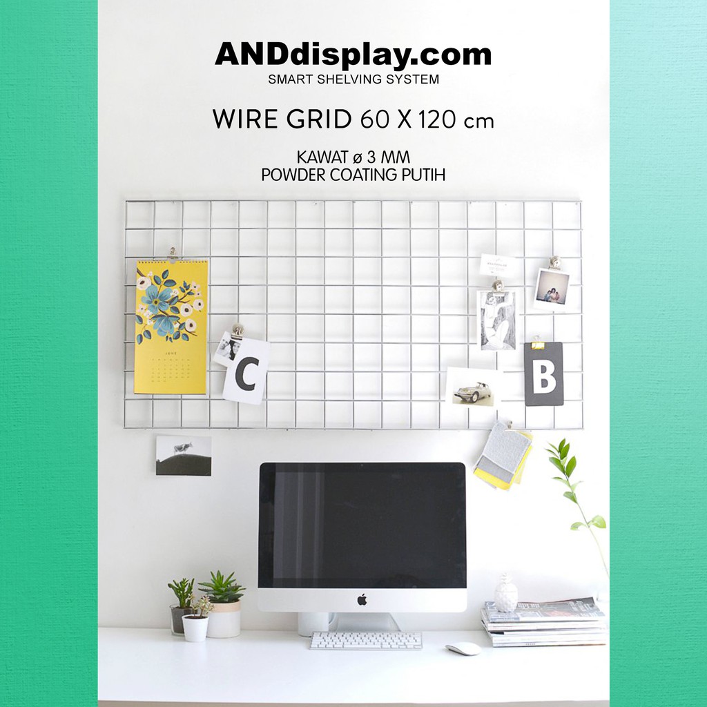 WIREMESH TB 60X120CM PUTIH DISPLAY PAJANGAN RAM DINDING WIRE GRID DEKORASI