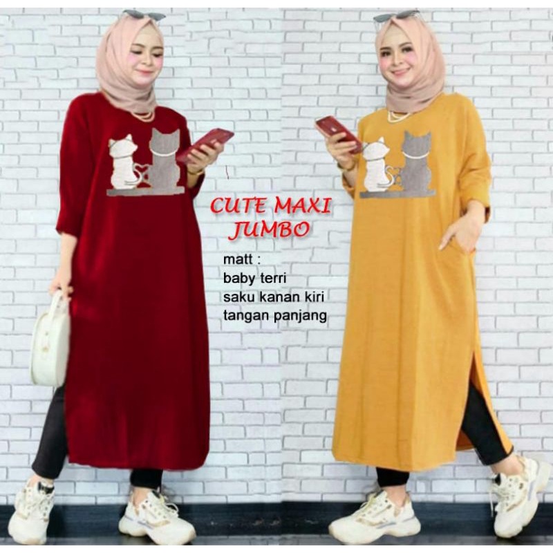 CUTE MAXI,Baju Long Dress Fashion Wanita Termurah &amp; Terlaris B1-Love 55710-59280-63209 L-XL-XXL