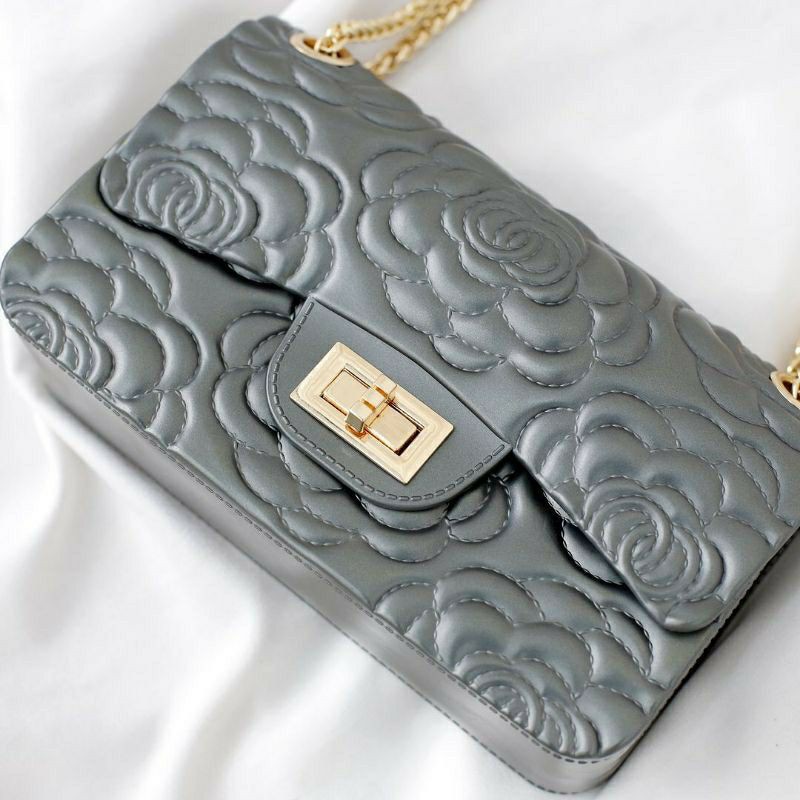 CH MAXI FLOWER BAG JELLY MATTE IMPORT SUPER 22 CM GREY